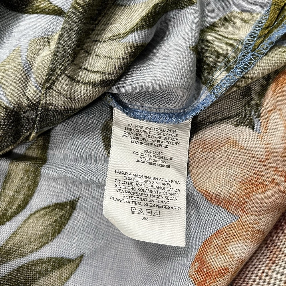 Panama Jack Hawaiian Shirt Blue/Orange Tropical Print S/S Button Men's Size XL - Picture 5 of 6
